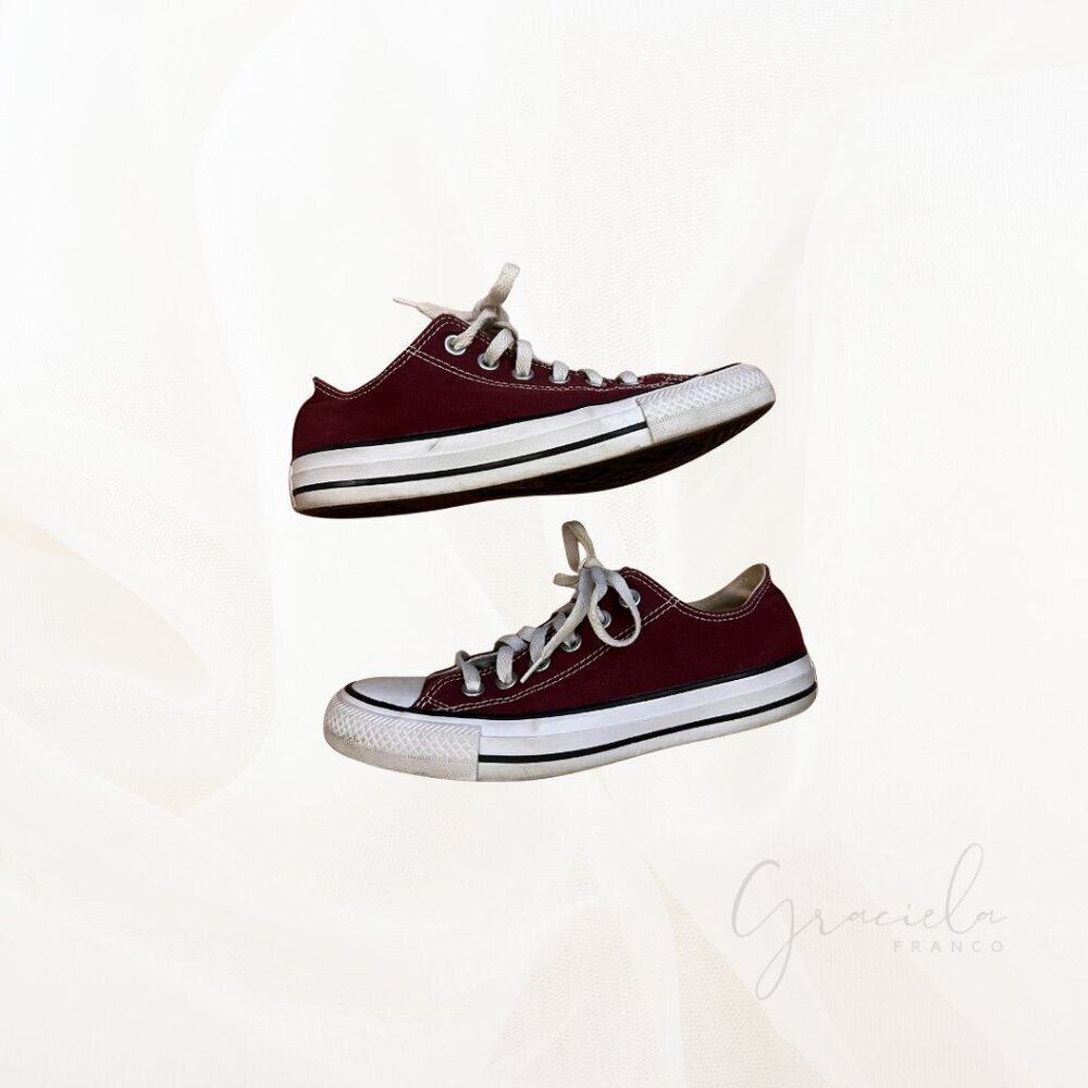 Converse Converse Unisex Chuck Taylor All Star Ox Low Top Maroon Sneakers - Picture 3 of 4